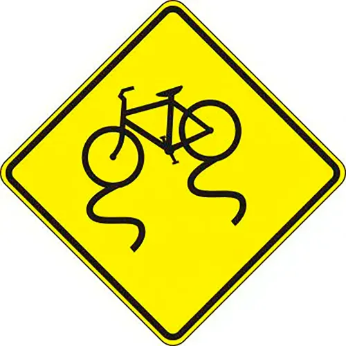 AccuformNMC Bicycle Surface Condition Warning Sign, HIP Aluminum, 24" x 24", Black/Yellow