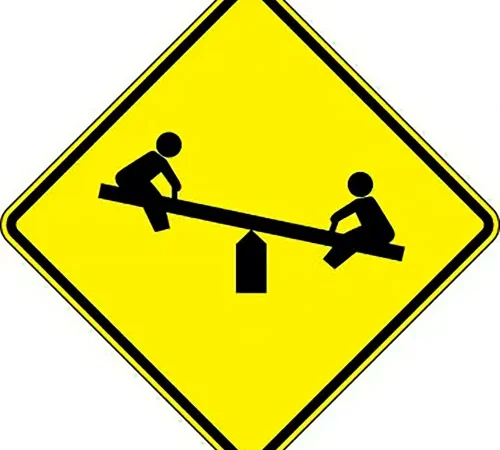AccuformNMC Playground Graphic Traffic Sign, Aluminum, 30" x 30", Black/Fluorescent Yellow/Green