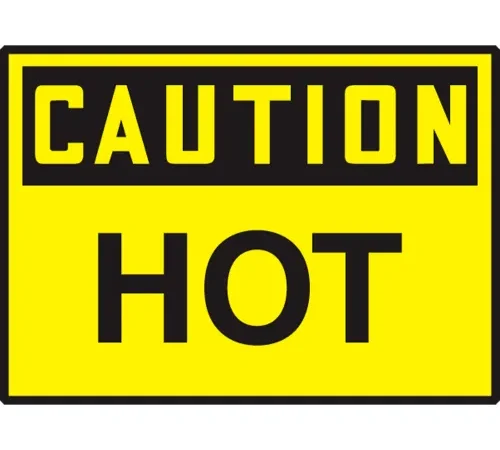 Accuform LCHL675VSP Caution Hot Label, 5"W x 3-1/2"H, Adhesive Vinyl, 5/Pack