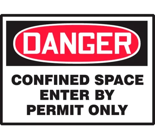 Accuform LCSP280VSP Danger Confined Space By Permit Only Label, Adhesive Vinyl, 5/Pack