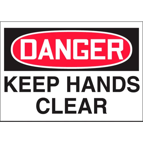 Accuform LEQM279VSP Danger Keep Hands Clear Label, 5"W x 3-1/2"H, Adhesive Vinyl, 5/Pack