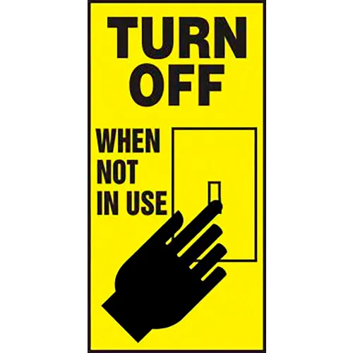 AccuformNMC™ Turn Off When Not In Use Label, Adhesive Vinyl, 3" x 1-1/2", Pack of 5