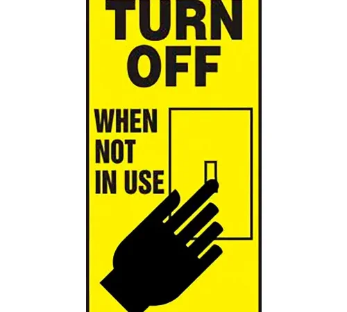 AccuformNMC™ Turn Off When Not In Use Label, Adhesive Dura-Vinyl, 3" x 1-1/2"