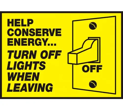 AccuformNMC™ Help Conserve Energy Turn Off Lights When Leaving Label, Dura-Vinyl, 3-1/2" x 5"