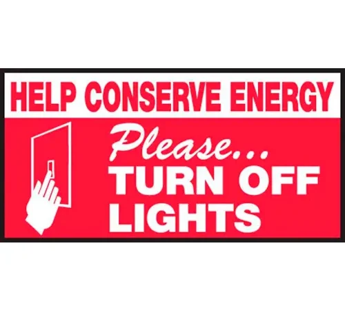 AccuformNMC™ Help Conserve Energy Please Turn Off Lights Label, Vinyl, 1-1/2" x 3", Pack of 5