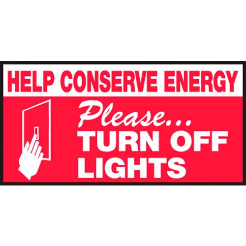 AccuformNMC™ Help Conserve Energy Please Turn Off Lights Label, Vinyl, 1-1/2" x 3", Pack of 5