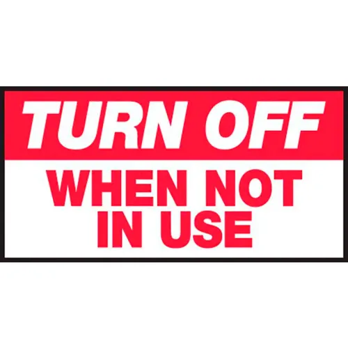 AccuformNMC™ Turn Off When Not In Use Label, Adhesive Vinyl, 1-1/2" x 3", Pack of 5