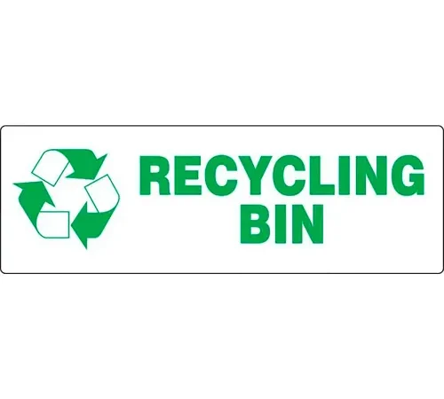 AccuformNMC™ Recycling Bin Label w/ Sign, Adhesive Vinyl, 4" x 12", Pack of 5