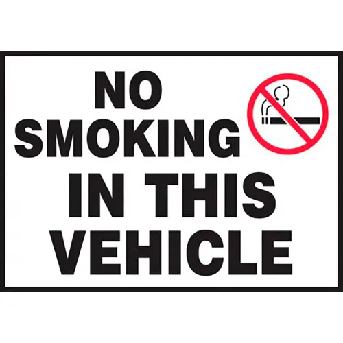 AccuformNMC No Smoking In This Vehicle Sign, Adhesive Vinyl, 3-1/2" x 5", Black/Red/White, Pack of 5