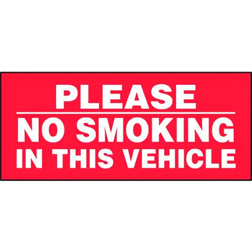 AccuformNMC Please No Smoking In This Vehicle Sign, Adhesive Dura-Vinyl, 3" x 7", White/Red