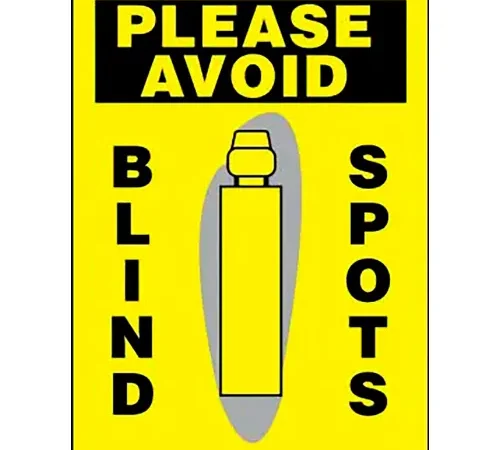 AccuformNMC" Please Avoid Blind Spots Sign, Graphic, Adhesive Dura-Vinyl, 14" x 10", Yellow