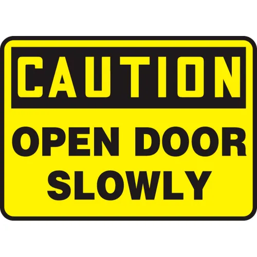 Accuform MABR607VS Caution Sign, Open Door Slowly, 14"W x 10"H, Adhesive Vinyl