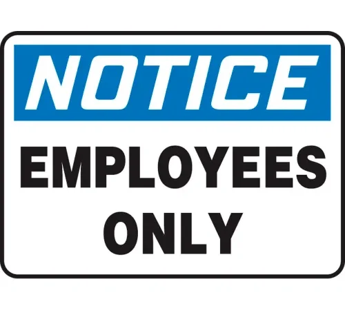 Accuform MADC803VS Notice Sign, Employees Only, 10"W x 7"H, Adhesive Vinyl