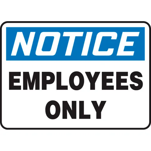 Accuform MADC804VP Notice Sign, Employees Only, 14"W x 10"H, Plastic