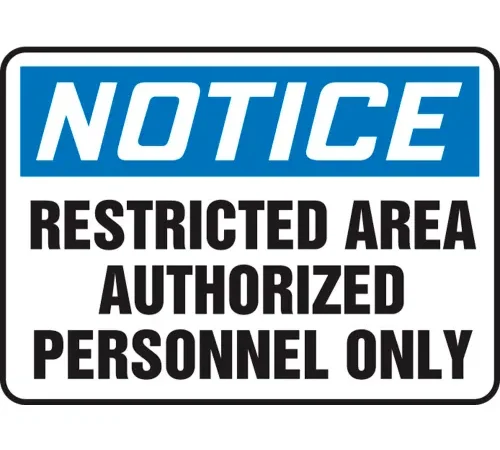 Accuform MADC807VP Notice Sign, Restricted Area Authorized Personnel Only, 10"W x 7"H, Plastic