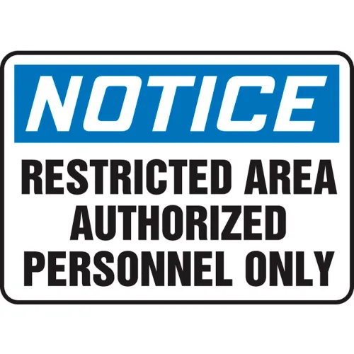 Accuform MADC807VP Notice Sign, Restricted Area Authorized Personnel Only, 10"W x 7"H, Plastic