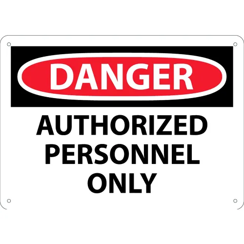 AccuformNMC™ Safety Sign, Danger Authorized Personnel Only, 10" x 14", Adhesive Poly