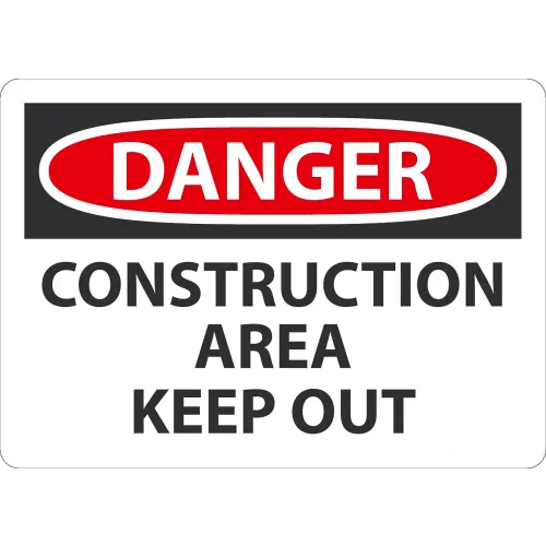 AccuformNMC™ Safety Sign, Danger Construction Area Keep Out, 10" x 14", Adhesive Poly
