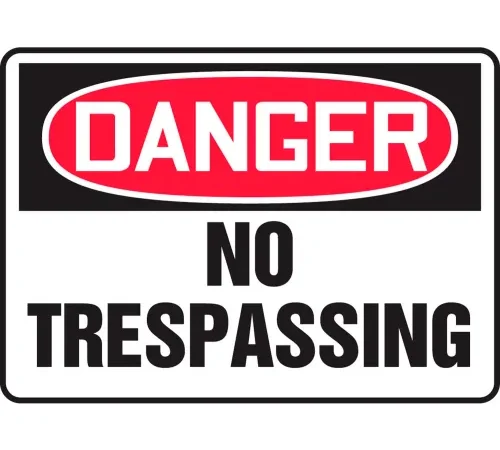 Accuform MADM076VP Danger Sign, No Trespassing, 14"W x 10"H, Plastic
