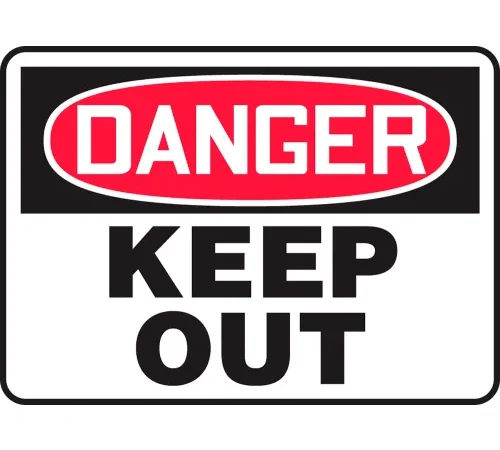 AccuformNMC™ Safety Sign, Danger Keep Out, 7" x 10", Adhesive Poly