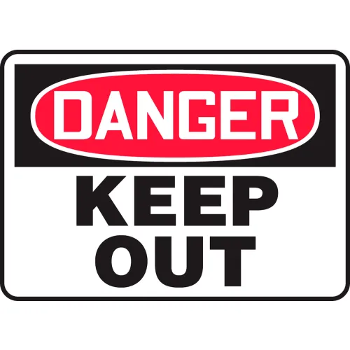 AccuformNMC" Safety Sign, Danger Keep Out, 10" x 14", Adhesive Poly