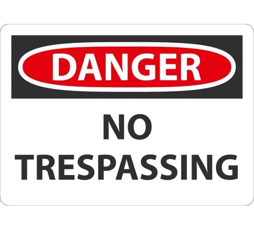 AccuformNMC™ Safety Sign, Danger No Trespassing, 7" x 10", Adhesive Poly