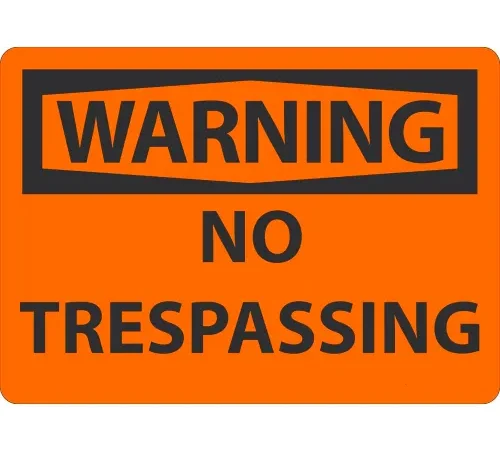 AccuformNMC™ Safety Sign, Warning No Trespassing, 10" x 14", Plastic