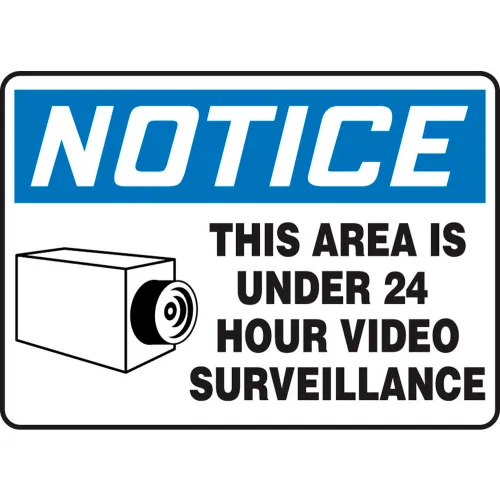 Accuform MASE807VA Notice Sign, This Area Is Under 24 Hour Video Surveillance, 14"W x 10"H, Aluminum