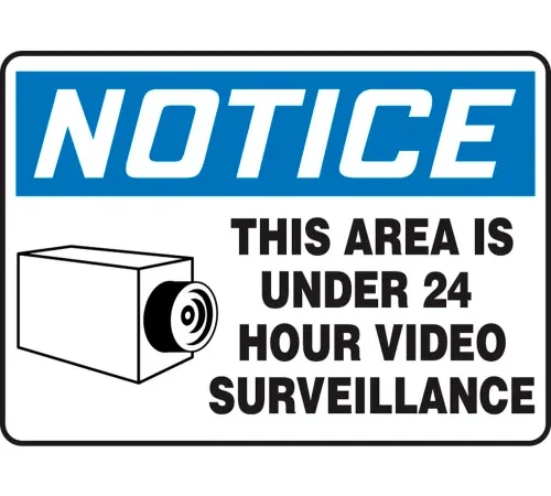 Accuform MASE807VP Notice Sign, This Area Is Under 24 Hour Video Surveillance, 14"W x 10"H, Plastic