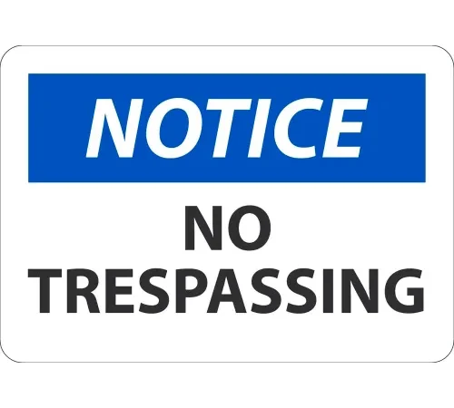 AccuformNMC™ Safety Sign, Notice No Trespassing, 7" x 10", Aluminum