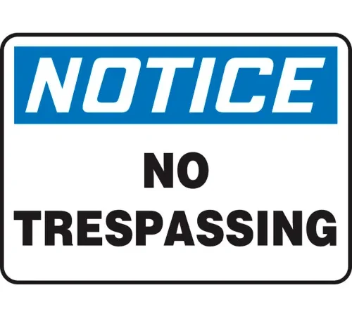 Accuform MATR802VP Notice Sign, No Trespassing, 10"W x 7"H, Plastic