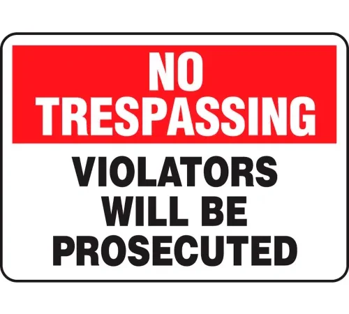 Accuform MATR900VS No Trespassing Sign, Violators Will Be Prosecuted, 14"W x 10"H, Adhesive Vinyl