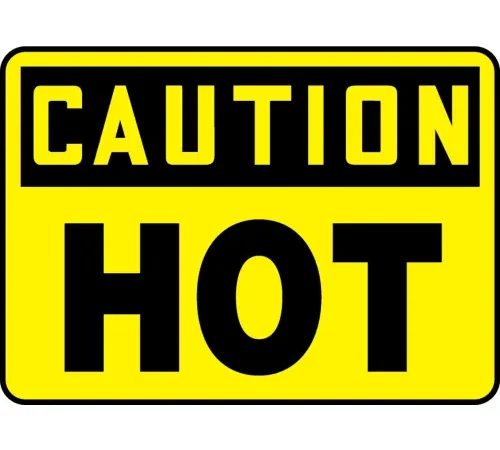 Accuform MCPG612VP Caution Sign, Hot, 14"W x 10"H, Plastic