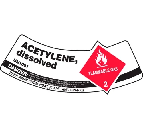 Accuform MCSLACRVSP Gas Cylinder Shoulder Label, Acetylene Dissolved, Vinyl Adhesive, 5/Pack