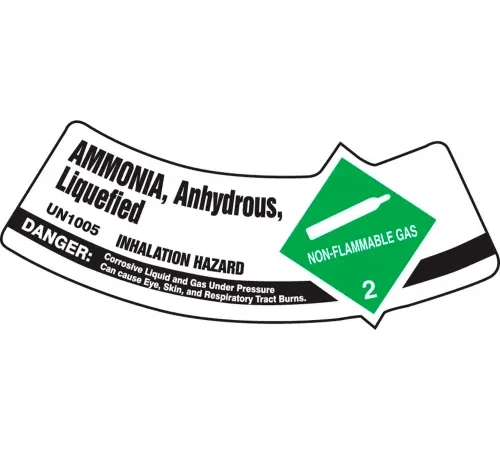 Accuform MCSLAMGVSP Gas Cylinder Label, Ammonia Anhydrous Liquefied, Vinyl Adhesive, 5/Pack