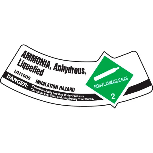 Accuform MCSLAMGVSP Gas Cylinder Label, Ammonia Anhydrous Liquefied, Vinyl Adhesive, 5/Pack