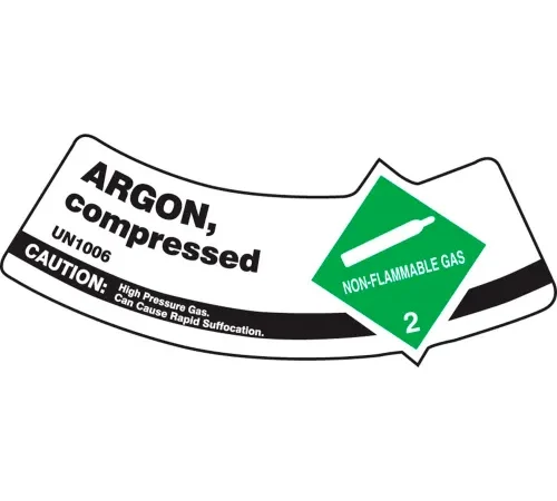 Accuform MCSLARGXVE Gas Cylinder Shoulder Label, Argon Compressed, Dura-Vinyl"