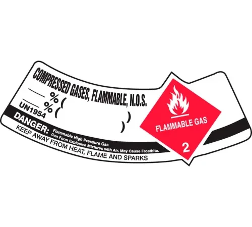 Accuform MCSLCORXVE Cylinder Label, Compressed Gases, Flammable, N.O.S., Dura-Vinyl", 5/Pack