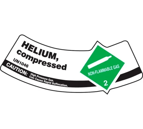 Accuform MCSLHEGVSP Gas Cylinder Shoulder Label, Helium Compressed, Vinyl Adhesive, 5/Pack