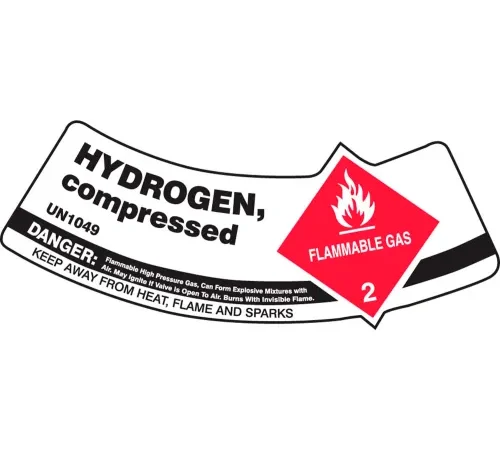 Accuform MCSLHYRVSP Gas Cylinder Shoulder Label, Hydrogen Compressed, Vinyl Adhesive, 5/Pack