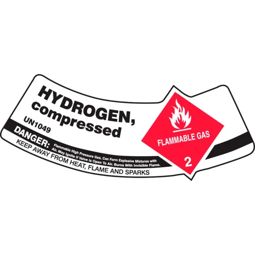 Accuform MCSLHYRVSP Gas Cylinder Shoulder Label, Hydrogen Compressed, Vinyl Adhesive, 5/Pack
