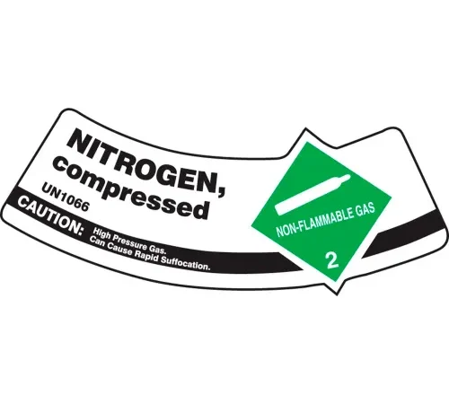 Accuform MCSLNIGXVE Gas Cylinder Shoulder Label, Nitrogen Compressed, Dura-Vinyl", Each