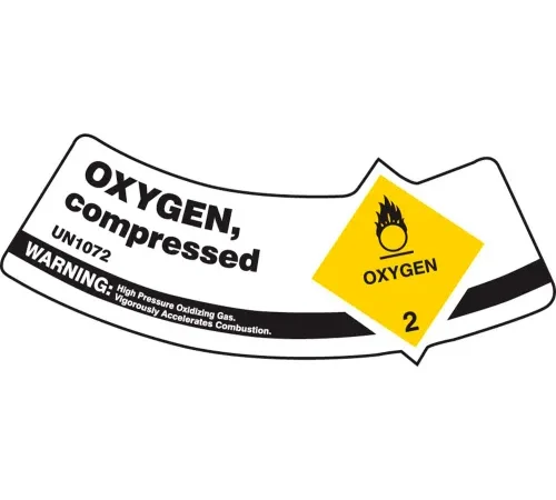Accuform MCSLOXYVSP Gas Cylinder Shoulder Label, Oxygen Compressed, Vinyl Adhesive, 5/Pack