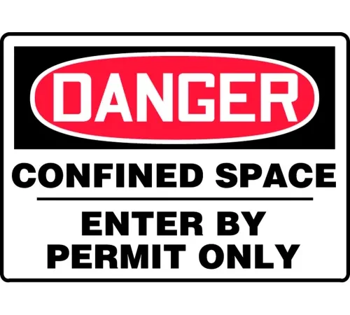 Accuform MCSP001VP Danger Sign, Confined Space Enter By Permit Only, 14"W x 10"H, Plastic