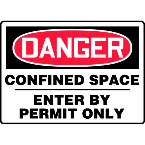 Accuform MCSP001VP Danger Sign, Confined Space Enter By Permit Only, 14"W x 10"H, Plastic