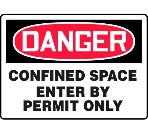 Accuform MCSP134VP Danger Sign, Confined Space Enter By Permit Only, 14"W x 10"H, Plastic