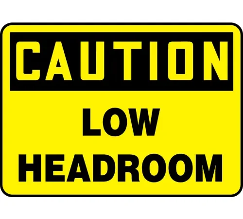 Accuform MECR620VA Caution Sign, Low Headroom, 10"W x 7"H, Aluminum