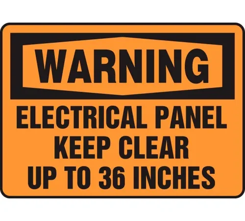 Accuform MELC308VP Warning Sign, Electrical Panel Keep Clear Up To 36 Inches, 14"W x 10"H, Plastic