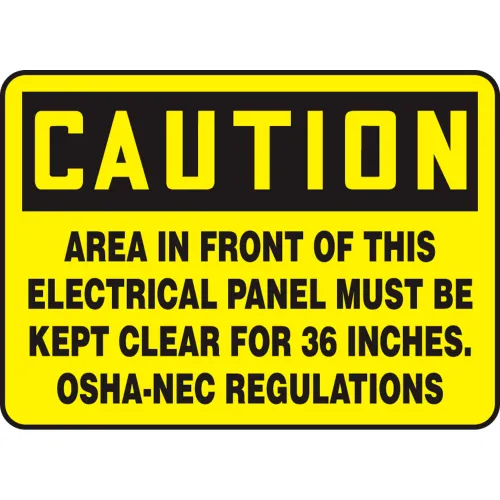Accuform MELC625VS Caution Sign, Area In Front Of This Electrical, 14"W x 10"H, Adhesive Vinyl