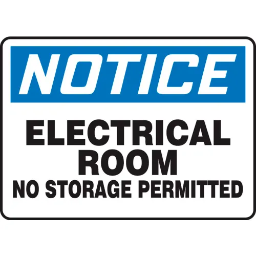 Accuform MELC804VA Notice Sign, Electrical Room No Storage Permitted, 14"W x 10"H, Aluminum